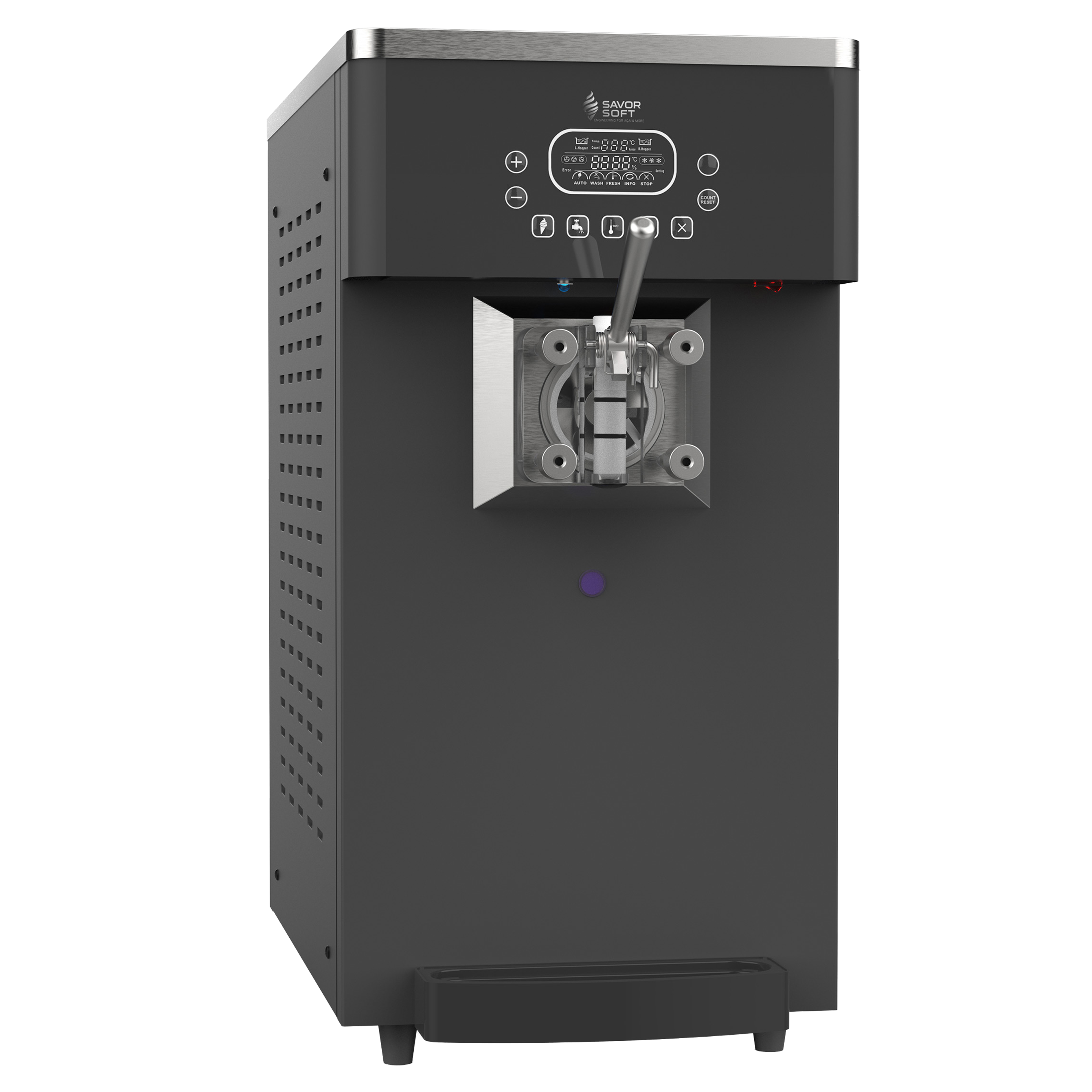 Macaw countertop single flavour açaí machine.